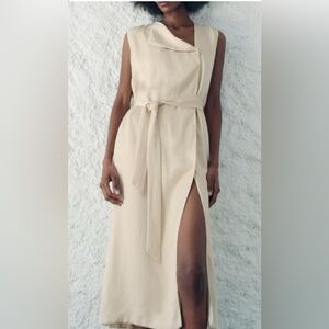 Zara Cream Midi Dress with Belt
